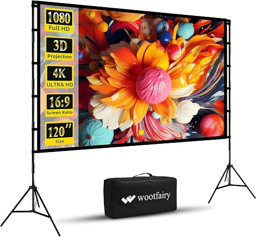 Projector Screen and Stand, Wootfairy 120 inch Foldable and Portable P — Key features at a glance