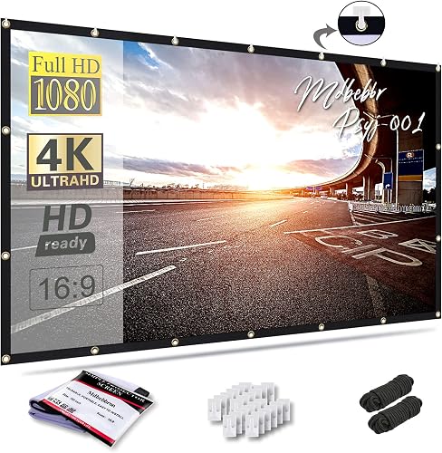 Mdbebbron 120 inch Projector Screen 16:9 Foldable Anti-Crease Portable — Size, capacity and configuration
